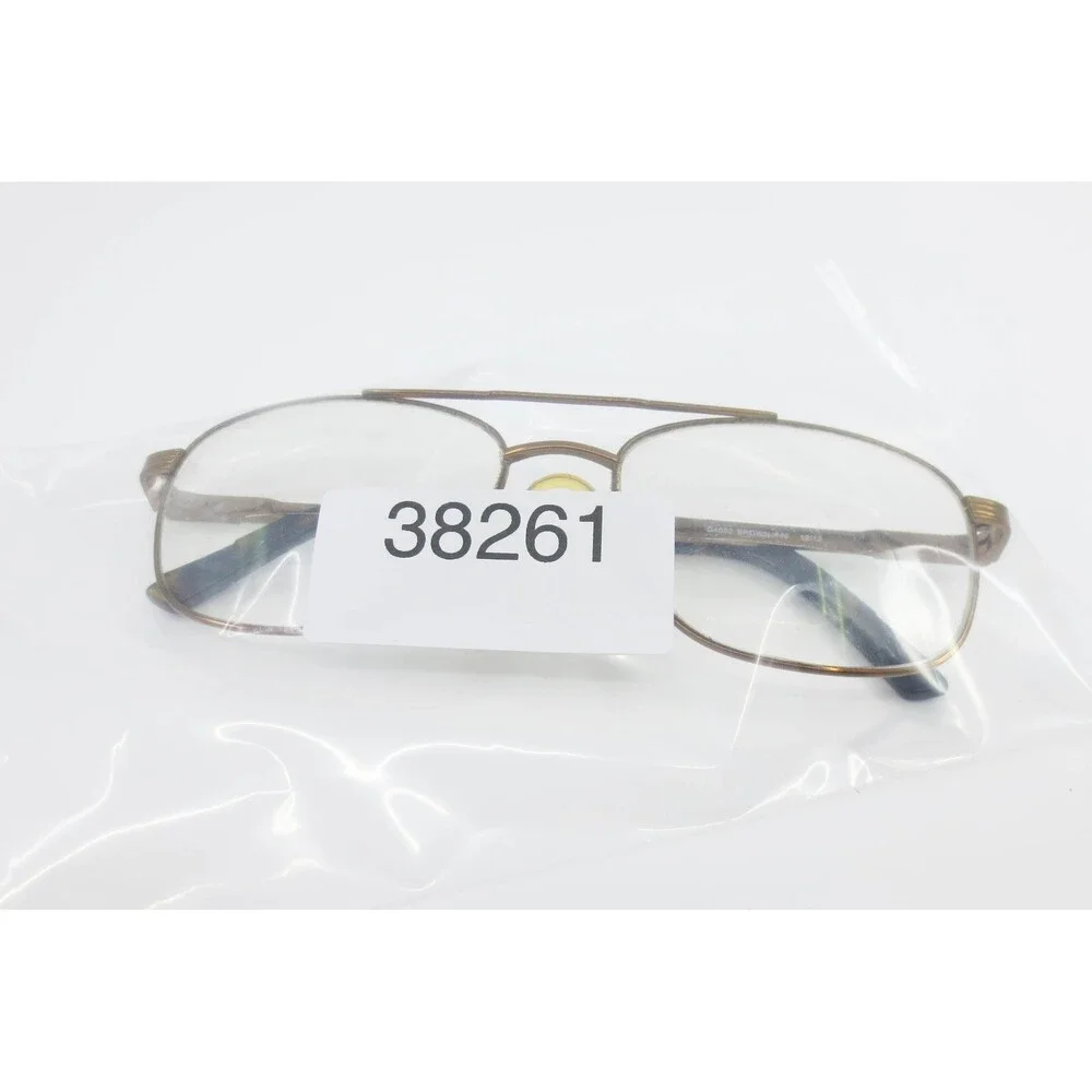 Genesis G4002 Brown Aviator Eyeglass Frames Mens 57-17-145 Double Bridge Metal